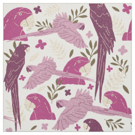 Ara Parrot Pink tropisches Leaf Muster Stoff