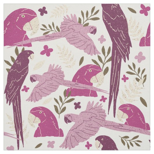 Ara Parrot Pink tropisches Leaf Muster Stoff (Muster)