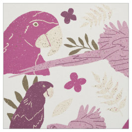 Ara Parrot Pink tropisches Leaf Muster Stoff