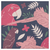 Ara Parrot Red Blue Tropical Pattern Stoff (Nahaufnahme)