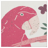 Ara Parrot Rosa Tropisches Muster in Weiß Stoff (Nahaufnahme)