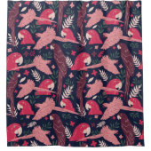 Ara Parrot Rosa Zeichnend tropisches Verlassen Mus Duschvorhang (Vorderseite)