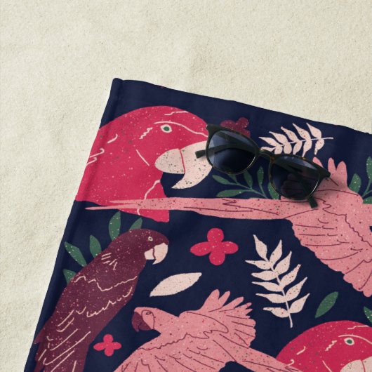 Ara Parrot Rosa Zeichnend tropisches Verlassen Mus Strandtuch (Beispiel)