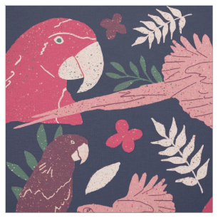 Ara Parrot Rotes Tropenmuster Stoff
