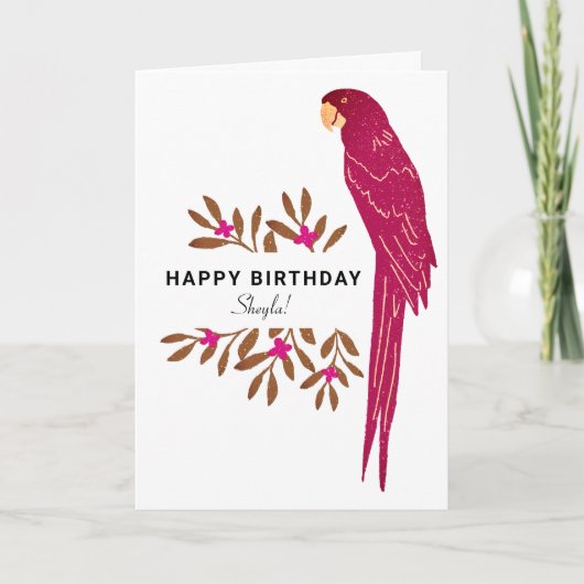 Ara Parrot Tropical Blätter Zeichne Geburtstag Karte (Vorderseite)