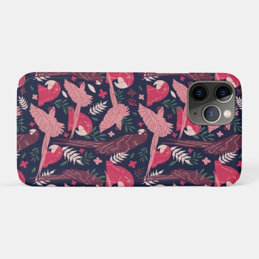 Ara Parrot Tropical Leaf Muster Zeichnend Case-Mate iPhone Hülle (Rückseite (Horizontal))