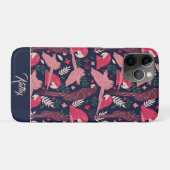 Ara Parrot Tropical Pattern Zeichn Monogram Name Case-Mate iPhone Hülle (Rückseite (Horizontal))