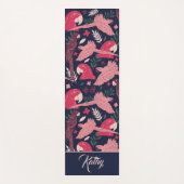 Ara Parrot Tropical Pattern Zeichn Monogram Name Yogamatte (Vorderseite)