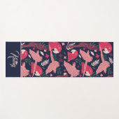 Ara Parrot Tropical Pattern Zeichn Monogram Name Yogamatte (Vorderseite (Horizontal))