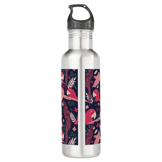 Ara Parrot Tropical Verlass Pattern Monogram Edelstahlflasche (Rückseite)