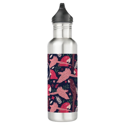 Ara Parrot Tropical Verlass Pattern Monogram Edelstahlflasche (Rechts)