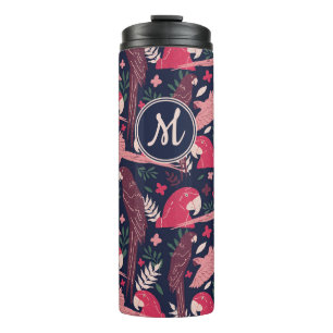 Ara Parrot Tropical Verlass Pattern Monogram Thermosbecher
