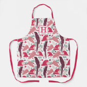 Ara Parrot tropisches Leaf Muster Monogramm Schürze (Vorderseite)