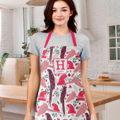 Ara Parrot tropisches Leaf Muster Monogramm Schürze