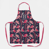 Ara Parrot tropisches Leaf Muster Monogramm Schürze (Vorderseite)