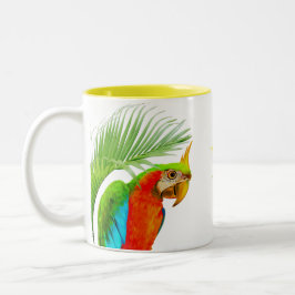 Ara und Palmblätter Zweifarbige Tasse