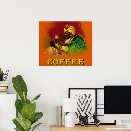 Arab Man Coffee Label Poster (Heimbüro)
