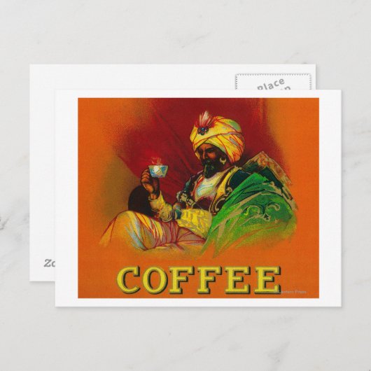 Arab Man Coffee Label Postkarte (Vorne/Hinten)
