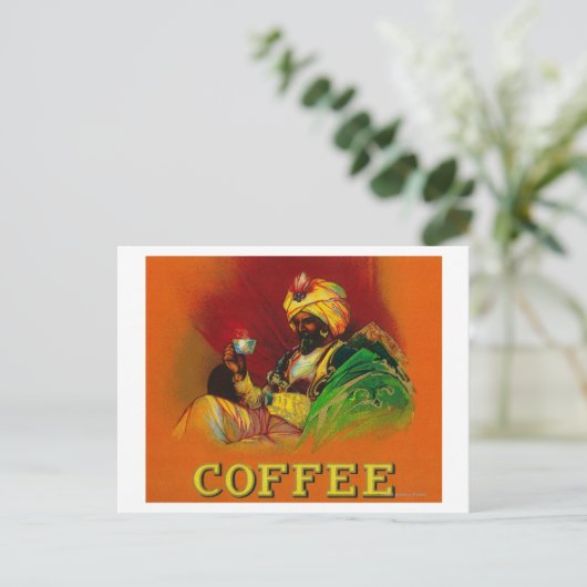 Arab Man Coffee Label Postkarte (Stehend Vorderseite)