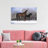 Arab Mare & Foal in Snow Leinwanddruck (Insitu (Wohnzimmer))