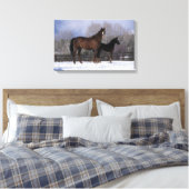Arab Mare & Foal in Snow Leinwanddruck (Insitu (Schlafzimmer))