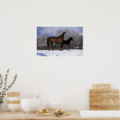 Arab Mare & Foal in Snow Poster (Küche)
