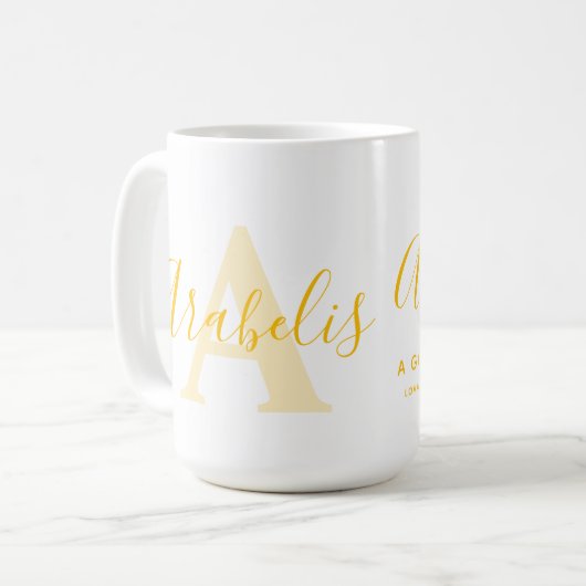 Arabelis Name Bedeutung und Monogramm Gelb Kaffeetasse (Vorderseite Links)