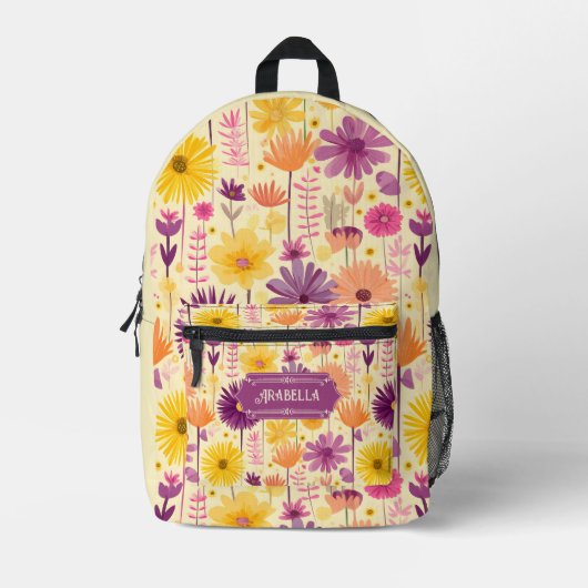 Arabella Cascading Modernes Blumenmuster Bedruckter Rucksack (Vorderseite)