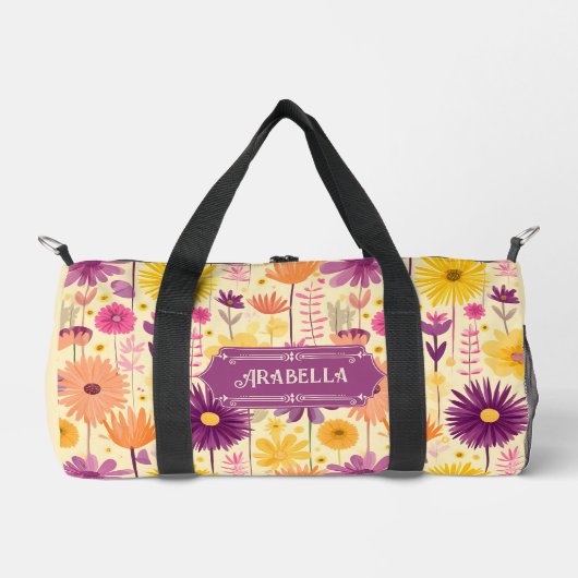 Arabella Cascading Modernes Blumenmuster Duffle Bag (Vorderseite)