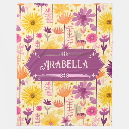 Arabella Cascading Modernes Blumenmuster Fleecedecke (Vorderseite)