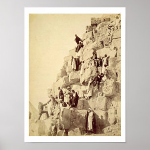 Araber helfen Touristen, die Pyramiden am Poster