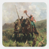 Araber mit Falke Quadratischer Aufkleber (Vorderseite)