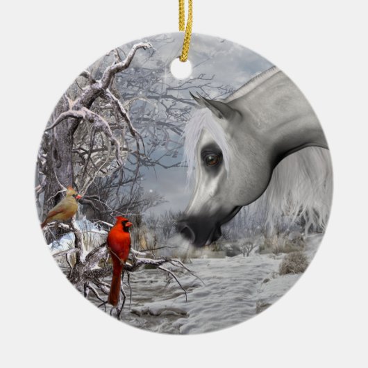 Araber und Kardinals-Verzierung Keramik Ornament (Vorne)