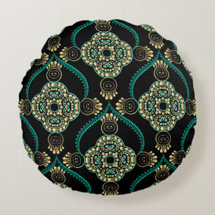 Arabeske Blumen, Vintage-Eleganz-Muster. Rundes Kissen