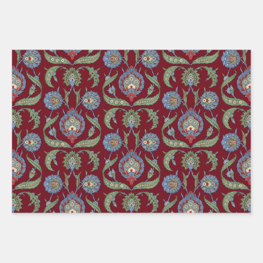 Arabeske Blumenmuster Geschenkpapier Set (Vorderseite 2)