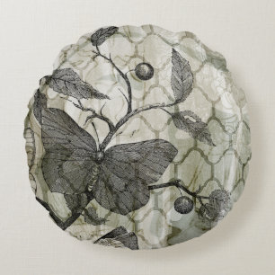 Arabeske-Schmetterlinge I Rundes Kissen