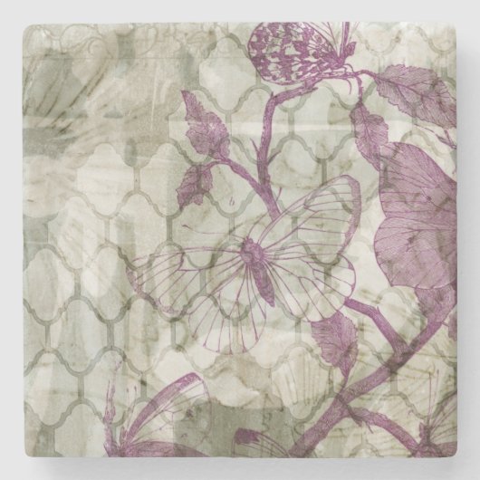 Arabeske-Schmetterlinge IV Steinuntersetzer (Vorderseite)