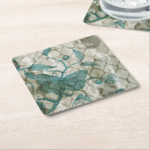 Arabeske-Schmetterlinge V Rechteckiger Pappuntersetzer (angewinkelt)