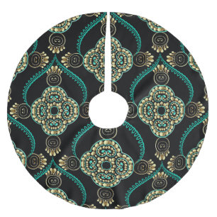 Arabesken-Blumenmuster, Vintage-Eleganz-Muster. Polyester Weihnachtsbaumdecke