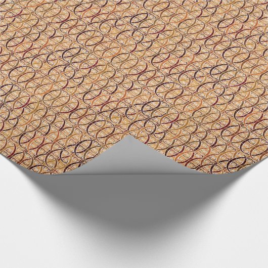Arabesken-Damast - braun- und Kamelbräune Geschenkpapier (Ecke)