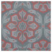 Arabesken, grau, rot, "Blume und Lorbeeren" Stoff (Muster)