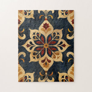 Arabesken-Ornamentmuster in Gold- und Dunkeltönen Puzzle