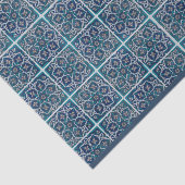 Arabesque Aquamarin Blau in weißem Tile Decoupage Seidenpapier (Ausschnitt)