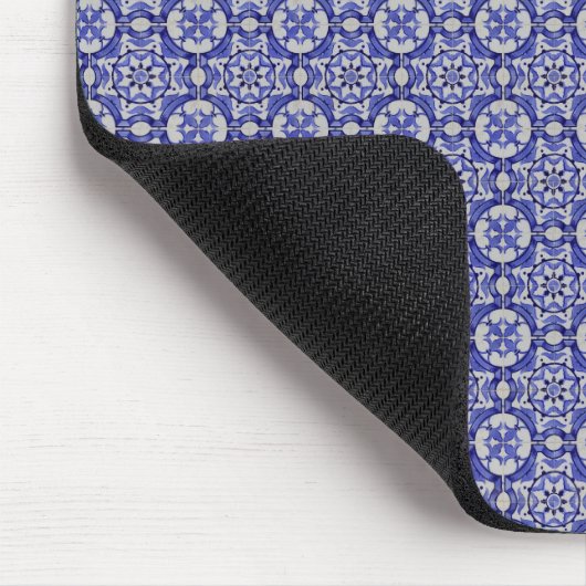 Arabesque Arab Middle Eastern Blue Tile Pattern Mousepad (Ecke)