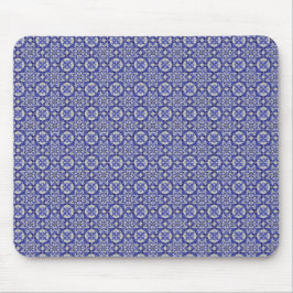 Arabesque Arab Middle Eastern Blue Tile Pattern Mousepad