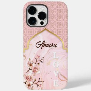 Arabesque Arch Blush-Marmor und Gold Case-Mate iPhone 14 Pro Max Hülle