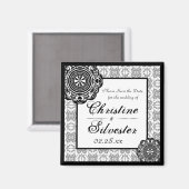 Arabesque Black Lace, Quadrat speichern Datums-Mag Magnet (Vorderseite/Rückseite)