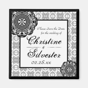 Arabesque Black Lace, Quadrat speichern Datums-Mag Magnet