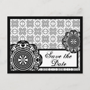 Arabesque Black Lace, Save the Date Postcard Ankündigungspostkarte