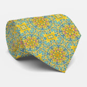 Arabesque Blau Gold Krawatte (Gerollt)